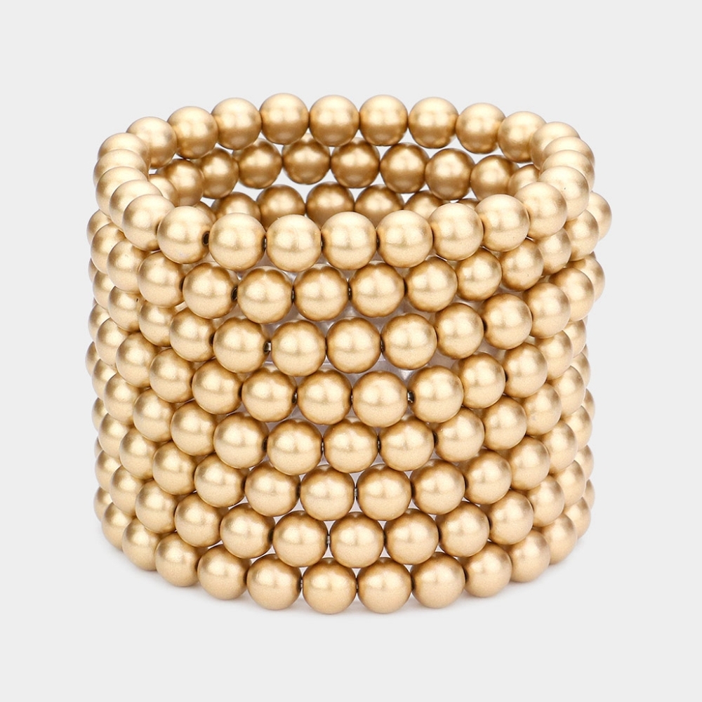 Gold Pearl 8 Piece Stacked Stretch Bracelets Statement Jewelry Accessories